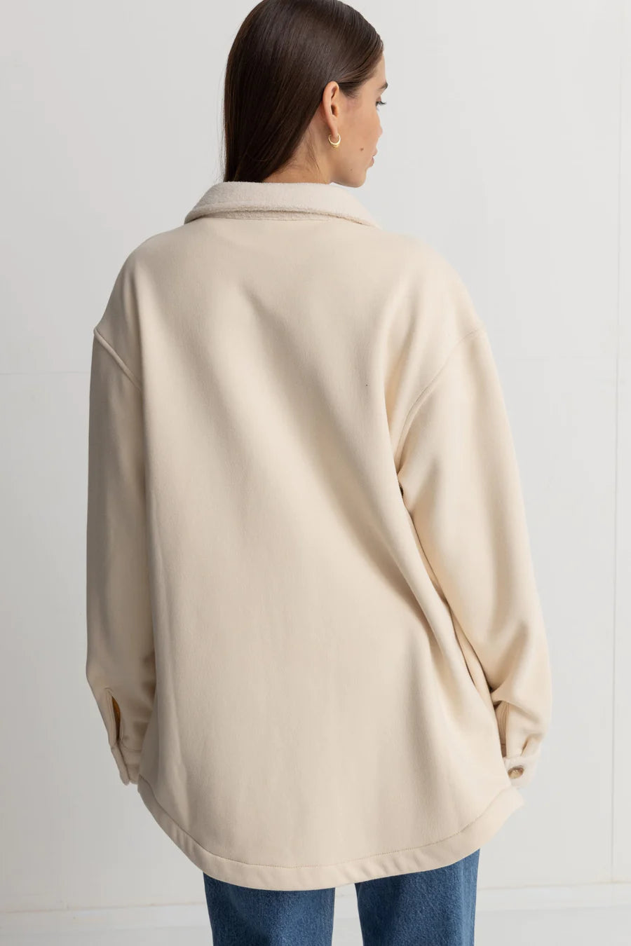 Reverse Fleece Shacket - Natural