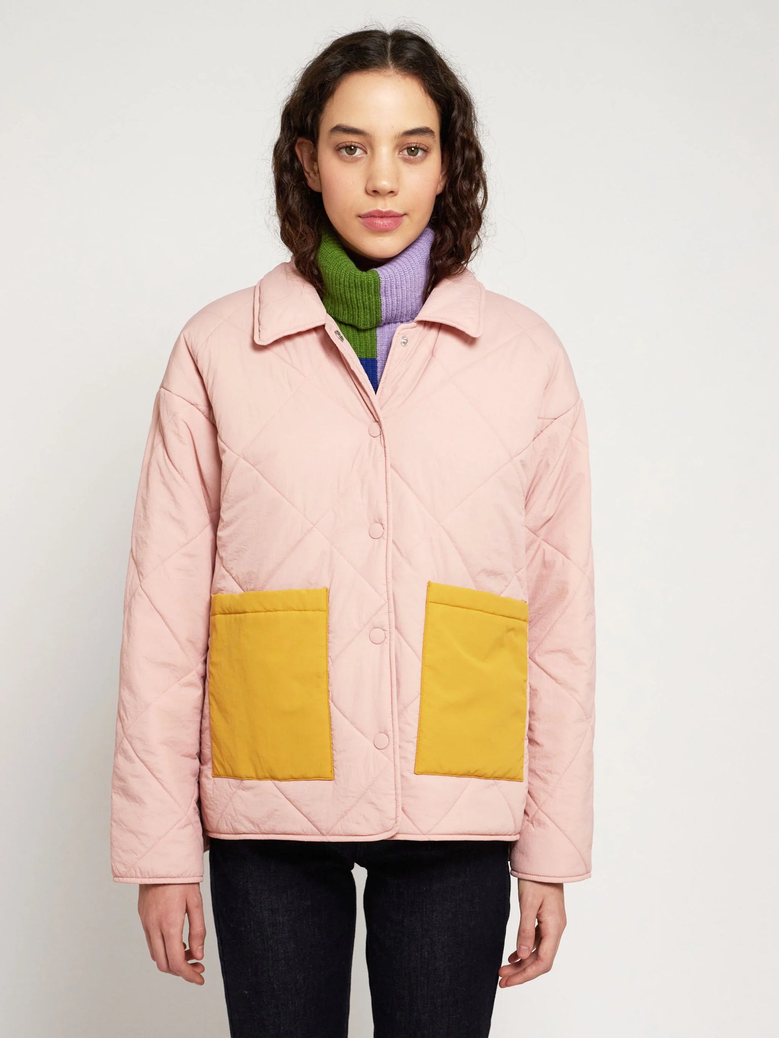 Color Block Padded Oversize Jacket