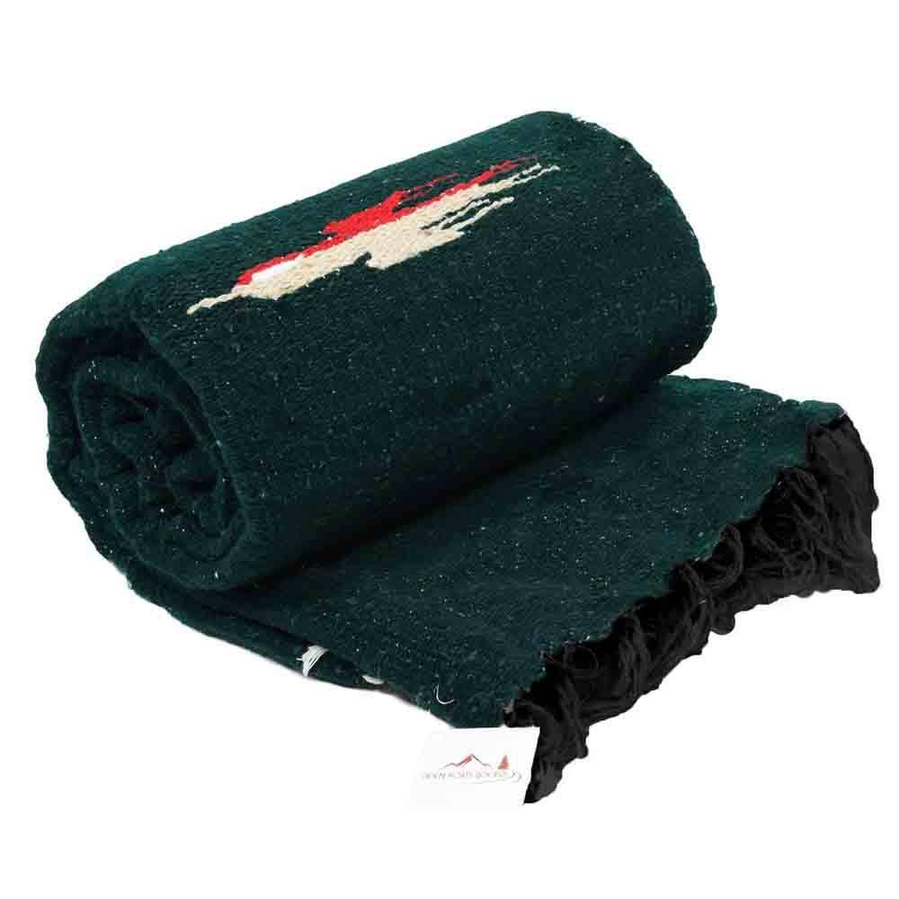 Dark Forest Green Thunderbird Blanket Vintage Style
