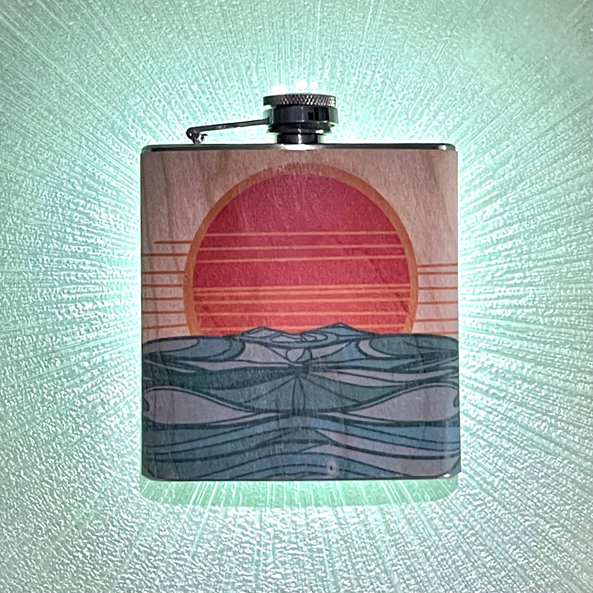 Wood Flask 6oz Sunset Dunes