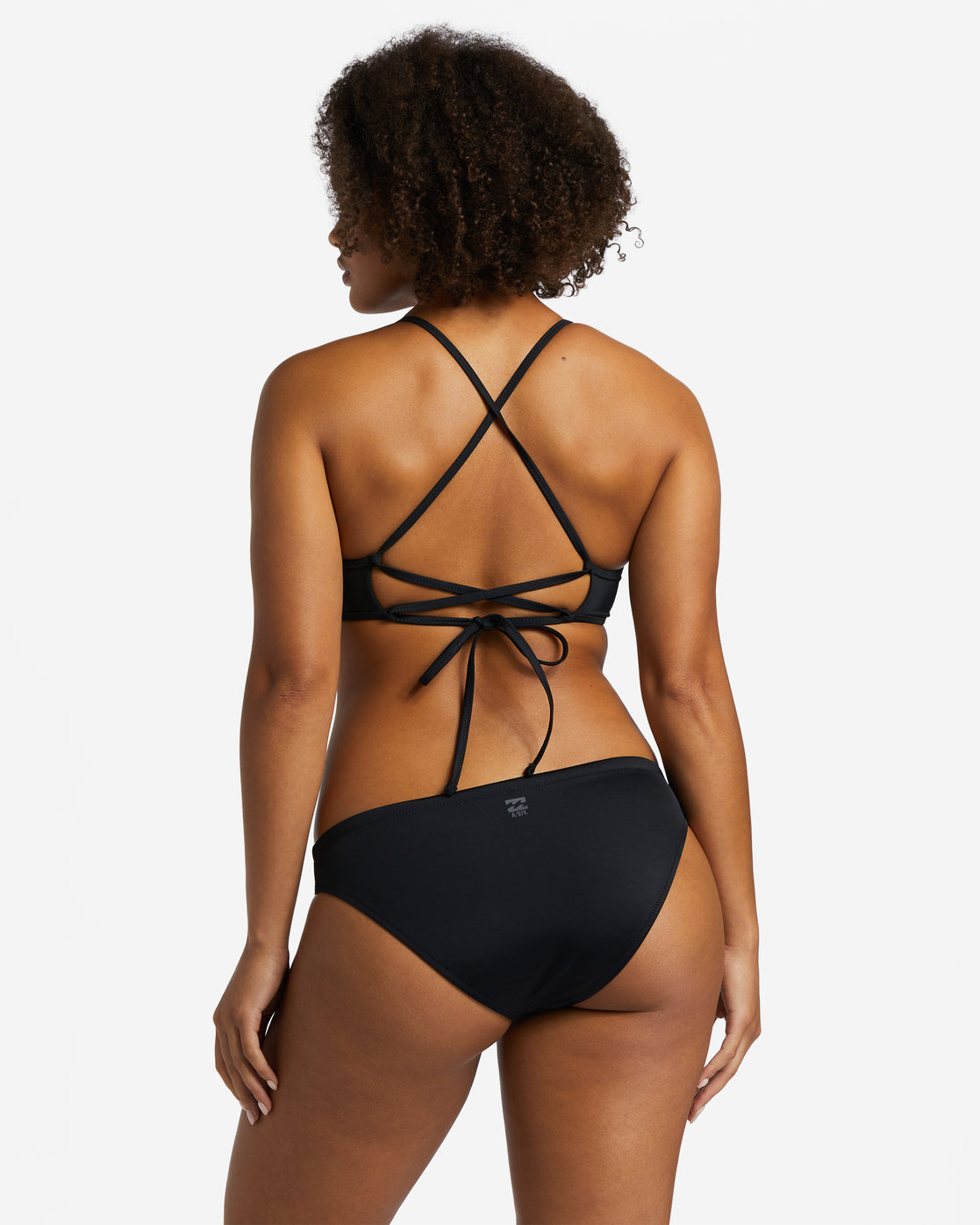 A/Div Lace-Up Trilet Bikini Top - Black