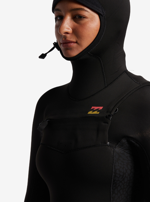 5/4 Synergy Hooded Chest Zip Full Wetsuit - Wild Black