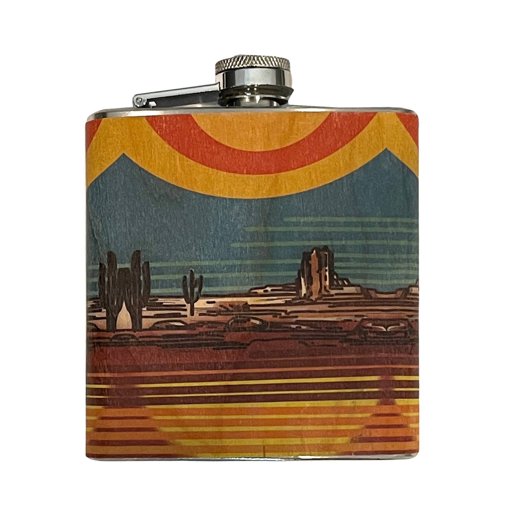 Wood Flask 6oz Desert Sunset